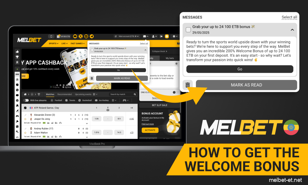Claiming Melbet welcome bonus easily